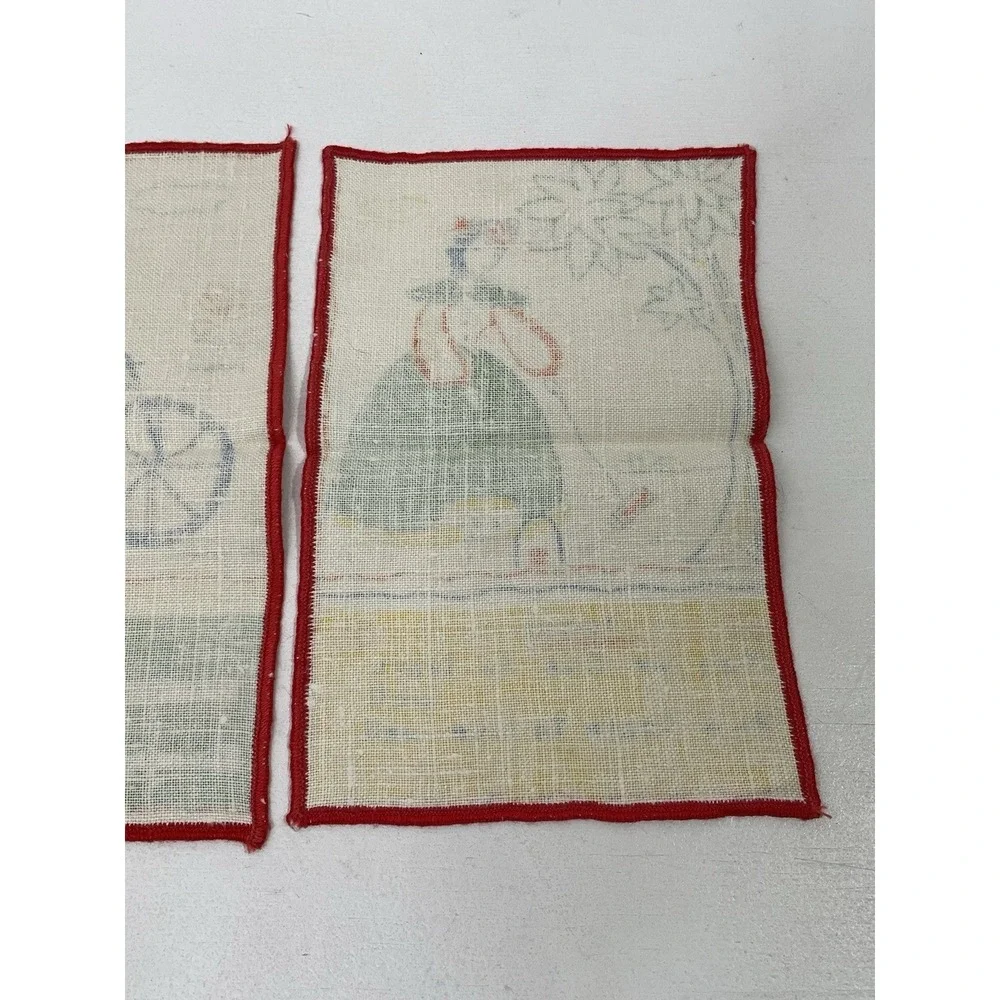 Vintage Tony Sarg Linen Toasting Cocktail Napkins Tea Towels Set Of 2